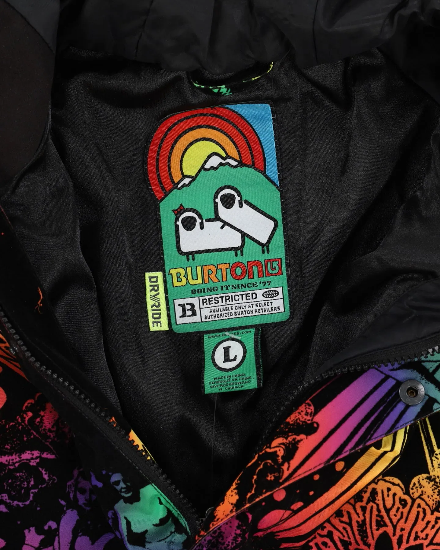 00s Burton Black Psychedelic Ski Jacket - L