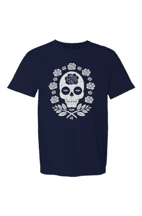 AF SKULLS & ROSES NVY/WHT