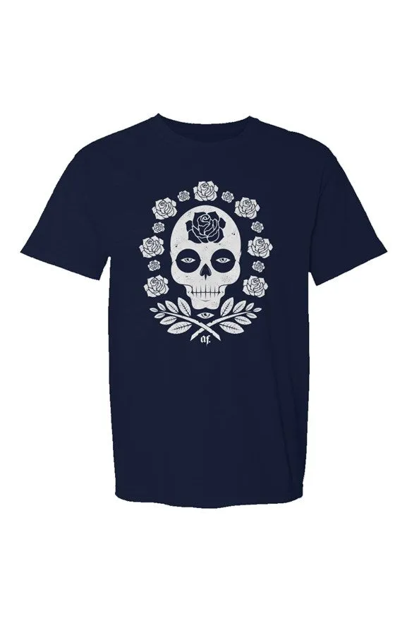 AF SKULLS & ROSES NVY/WHT