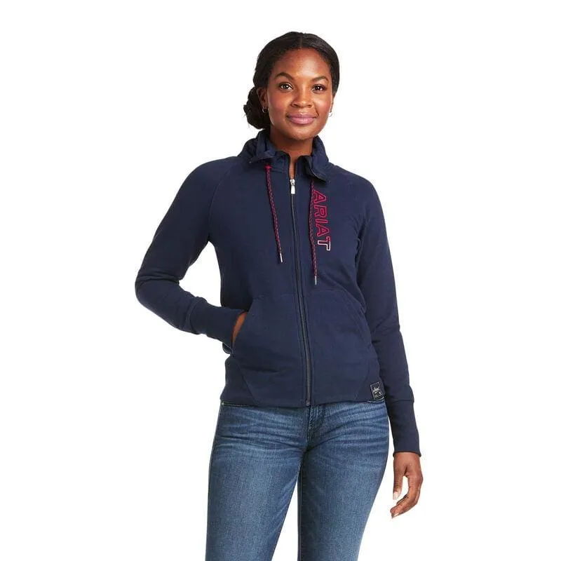 Ariat Ladies Team Logo Full Zip Sweatshirt Navy