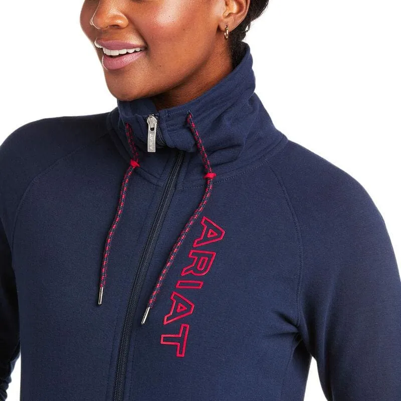 Ariat Ladies Team Logo Full Zip Sweatshirt Navy