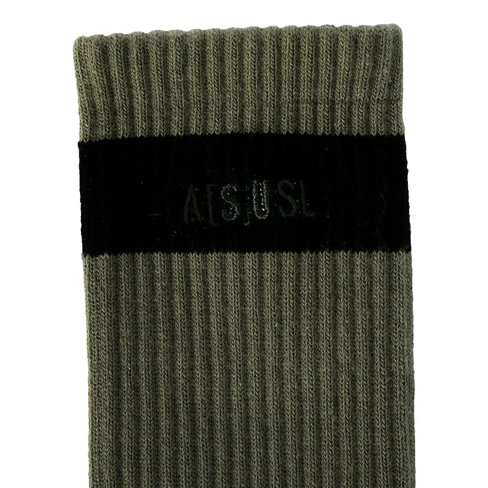 A[S]USL ASUSL STRIPE SOCKS-OLIVE