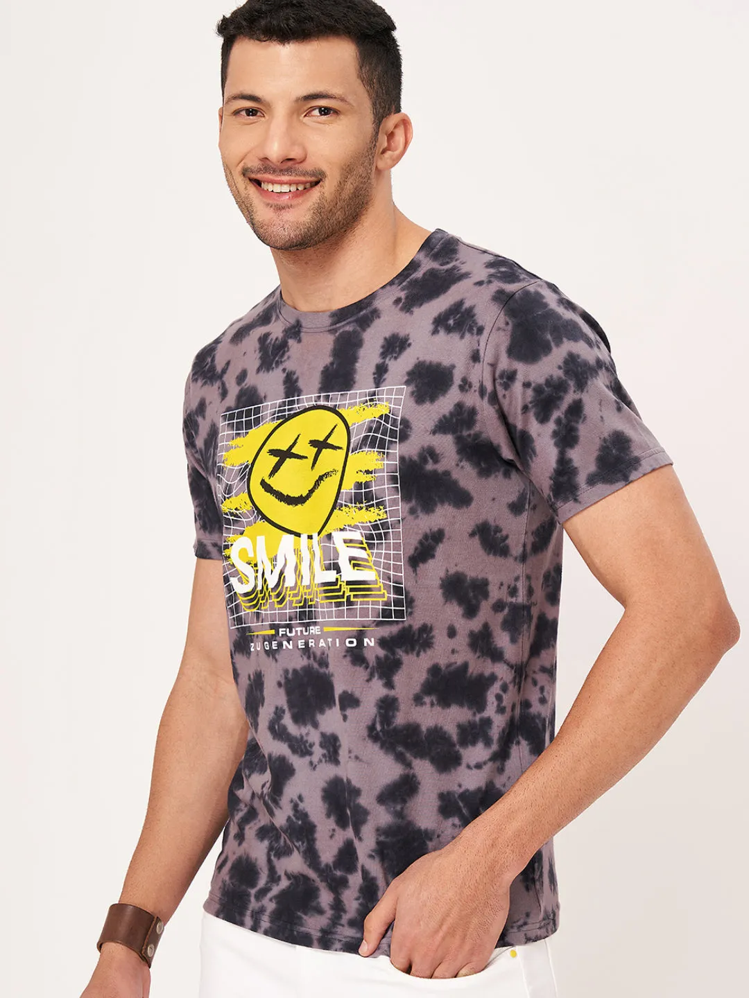 Black Tie-Dye Half Sleeve T-shirt