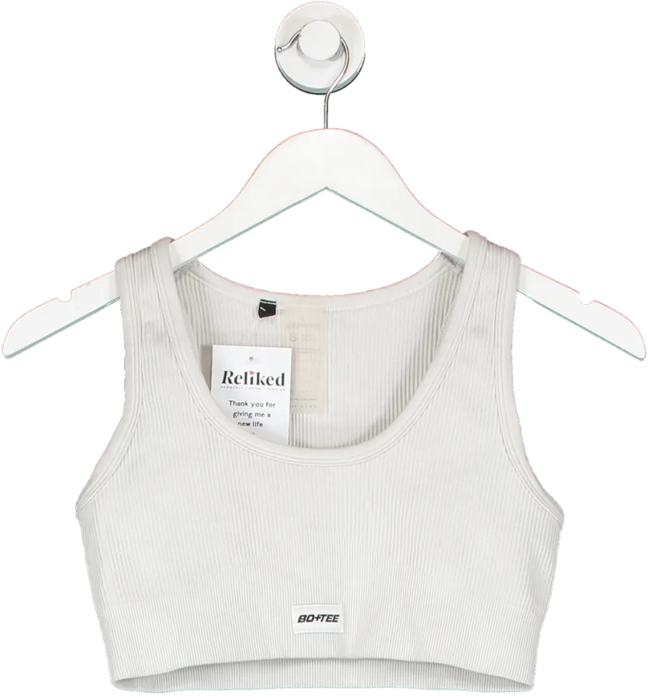 Bo   Tee White Ribbed Sports Bra UK S