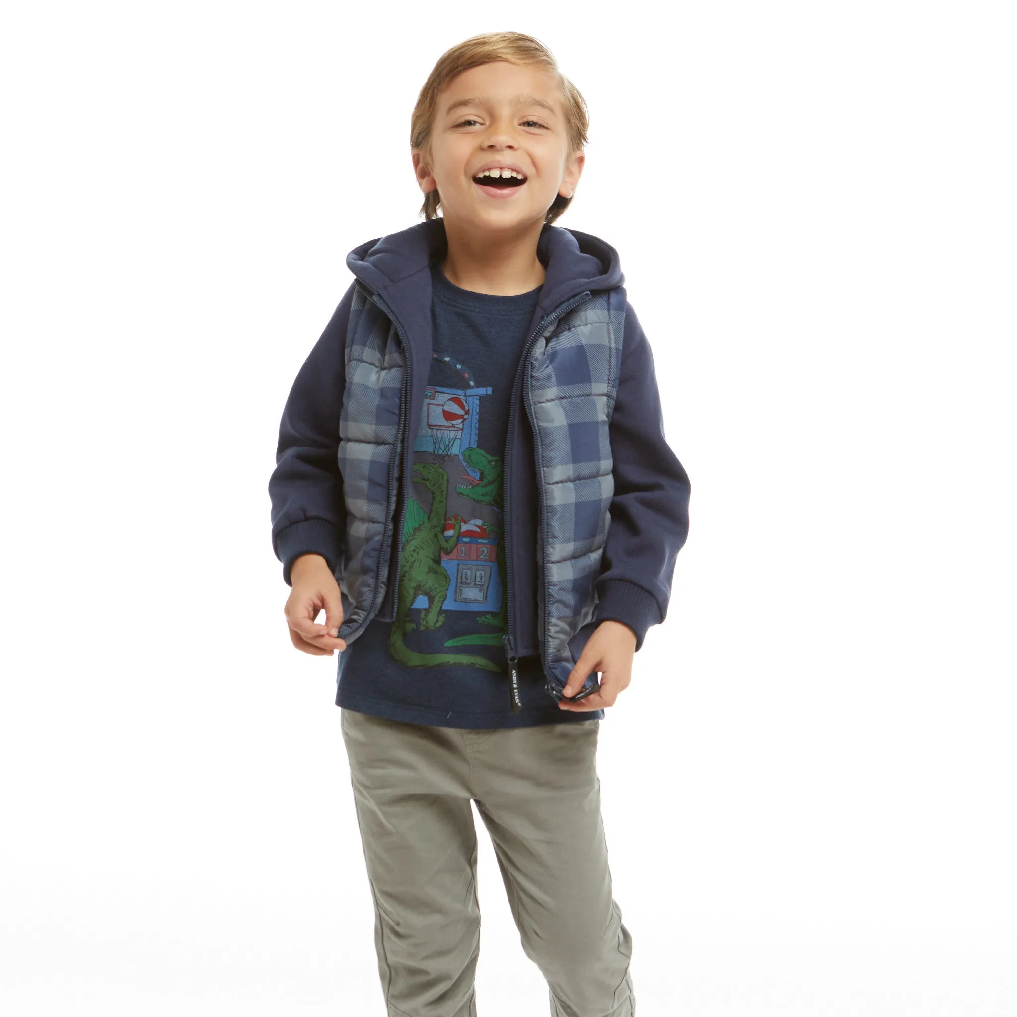 Boys Hoodie Vest Combo Jacket (Size 7 -16 Years) | Navy