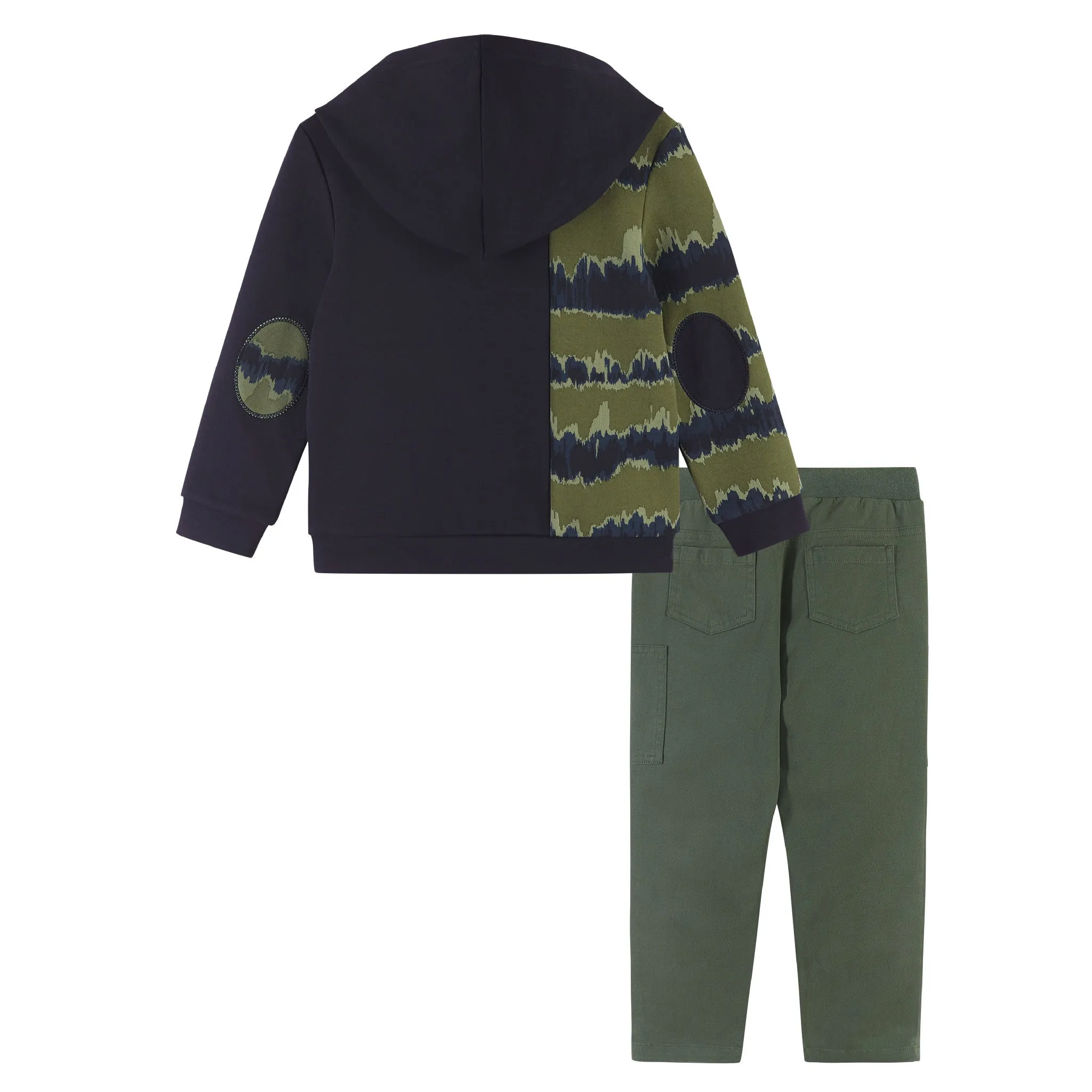 Boys Navy & Green Tie Dye Contrast Sweatshirt Set