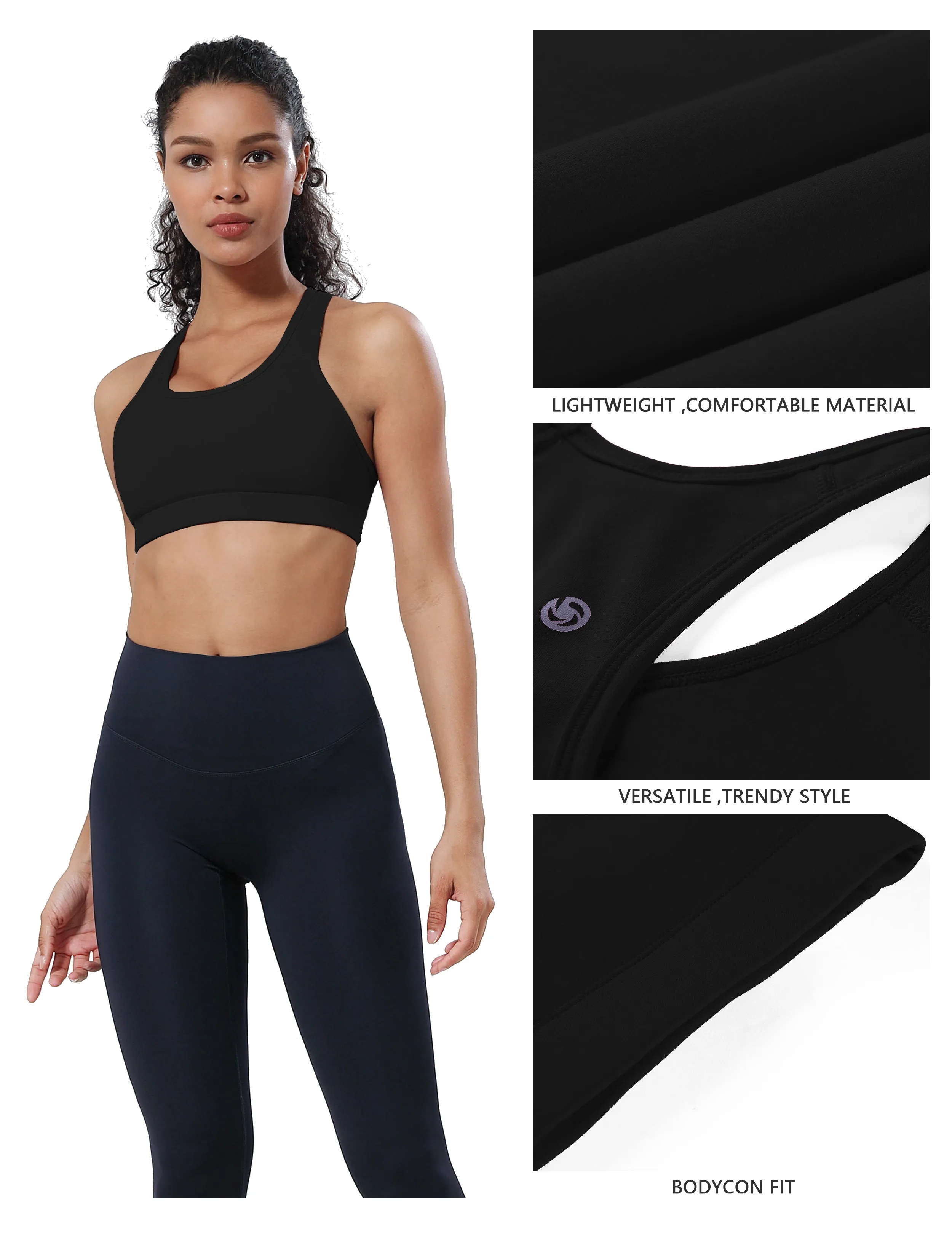 Compression Racerback Sports Bras black | Bubblelime