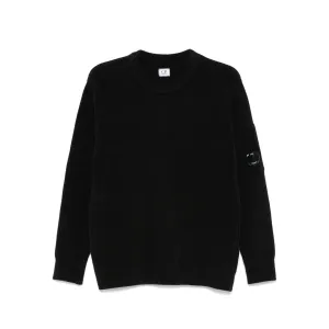 Cotton Chenille Crewneck Knit Gauze Black