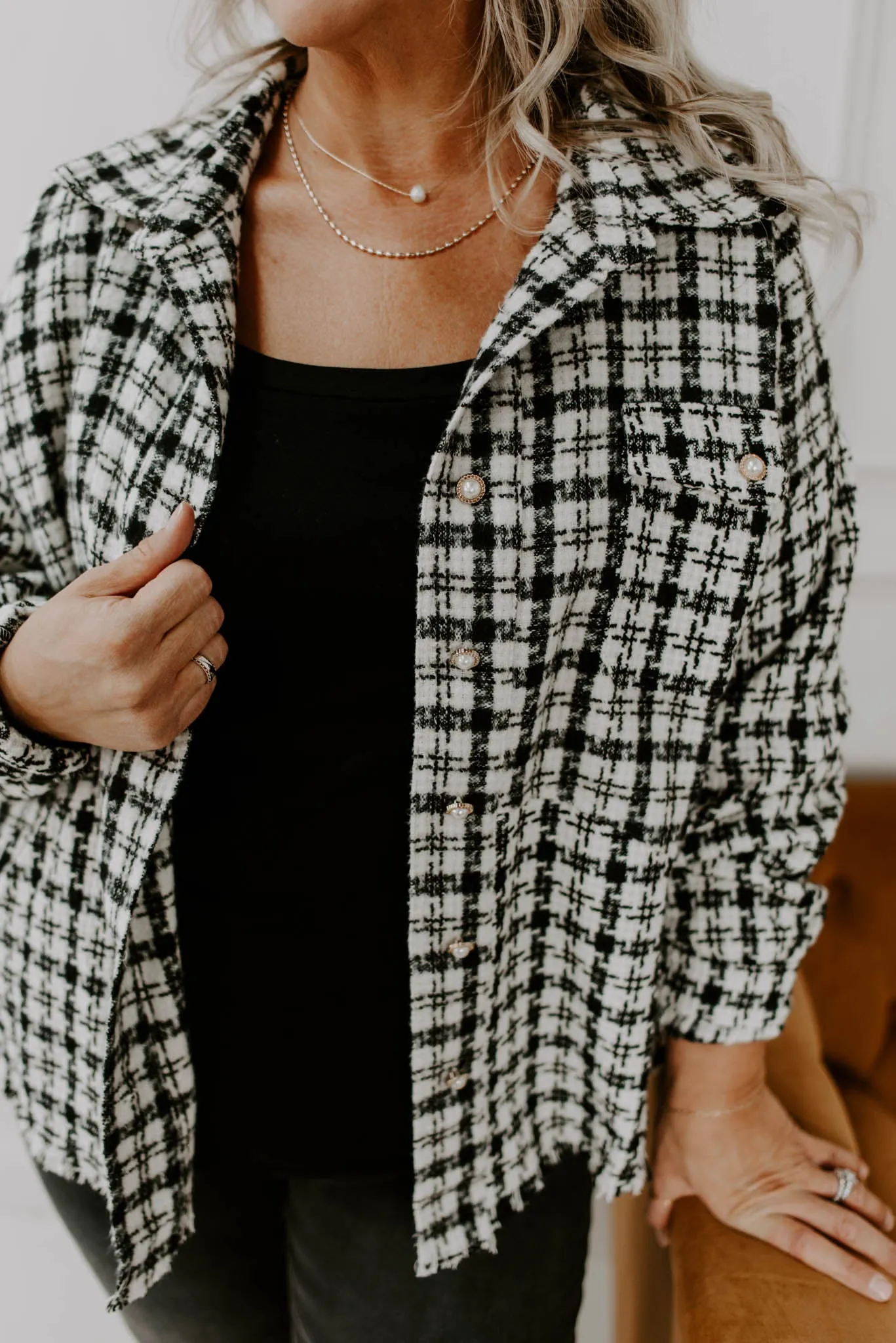 Coziest Pick Curvy Tweed Plaid Shacket