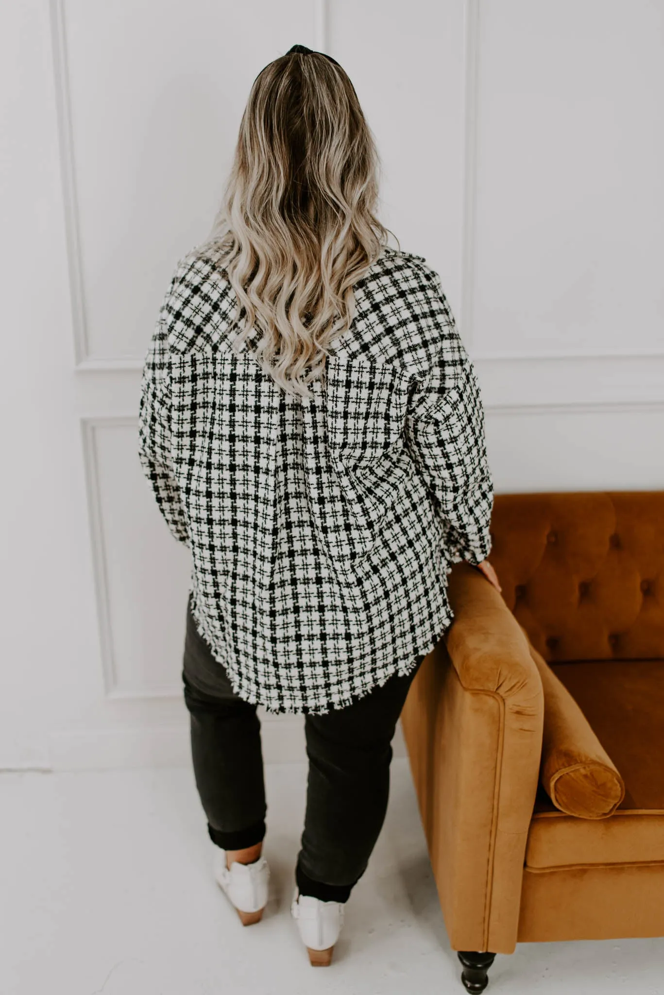 Coziest Pick Curvy Tweed Plaid Shacket