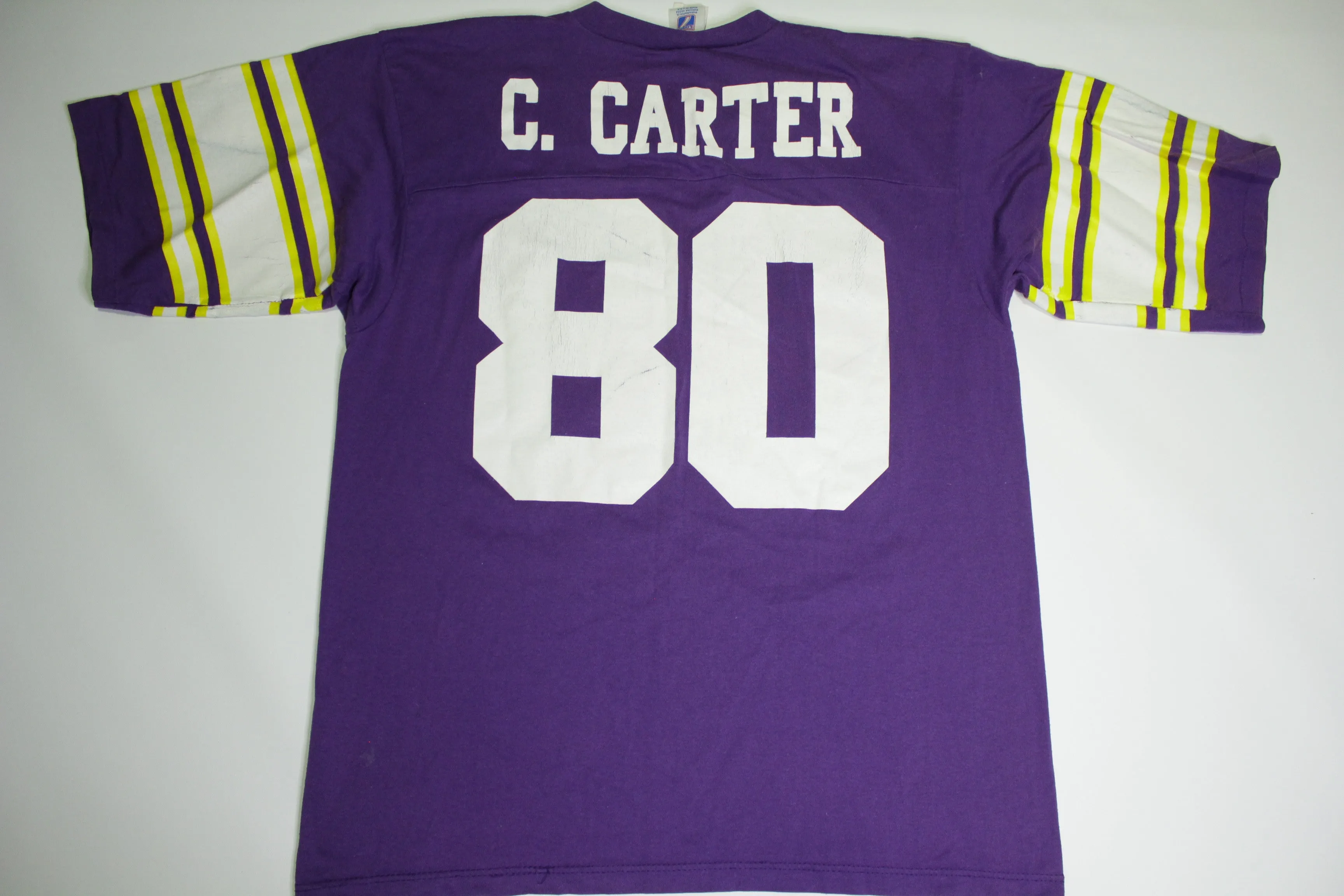 Cris Carter Vintage Minnesota Vikings #80 1990's Logo 7 Made in USA T-Shirt Jersey