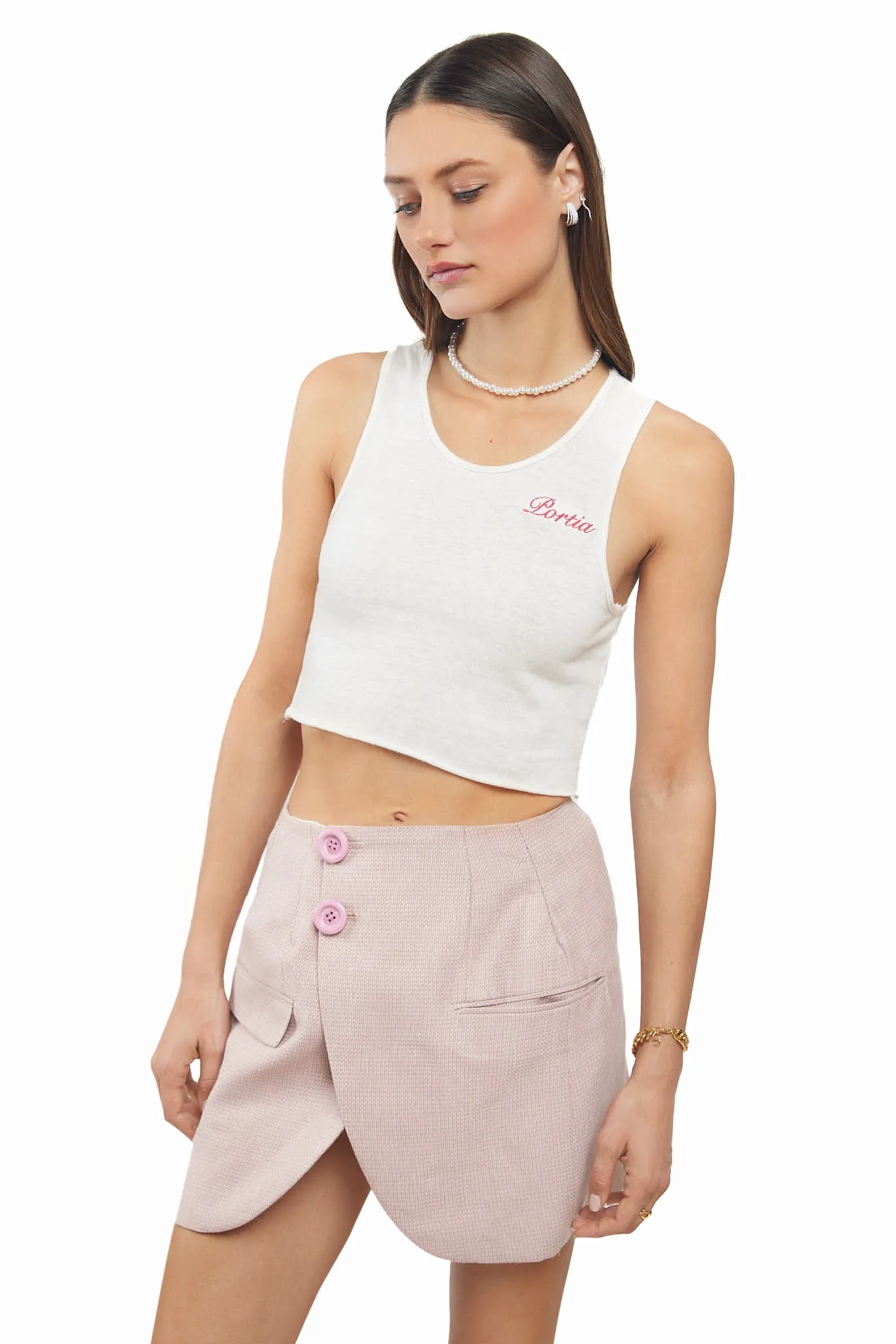 Custom Script Embroidered Crop Tank