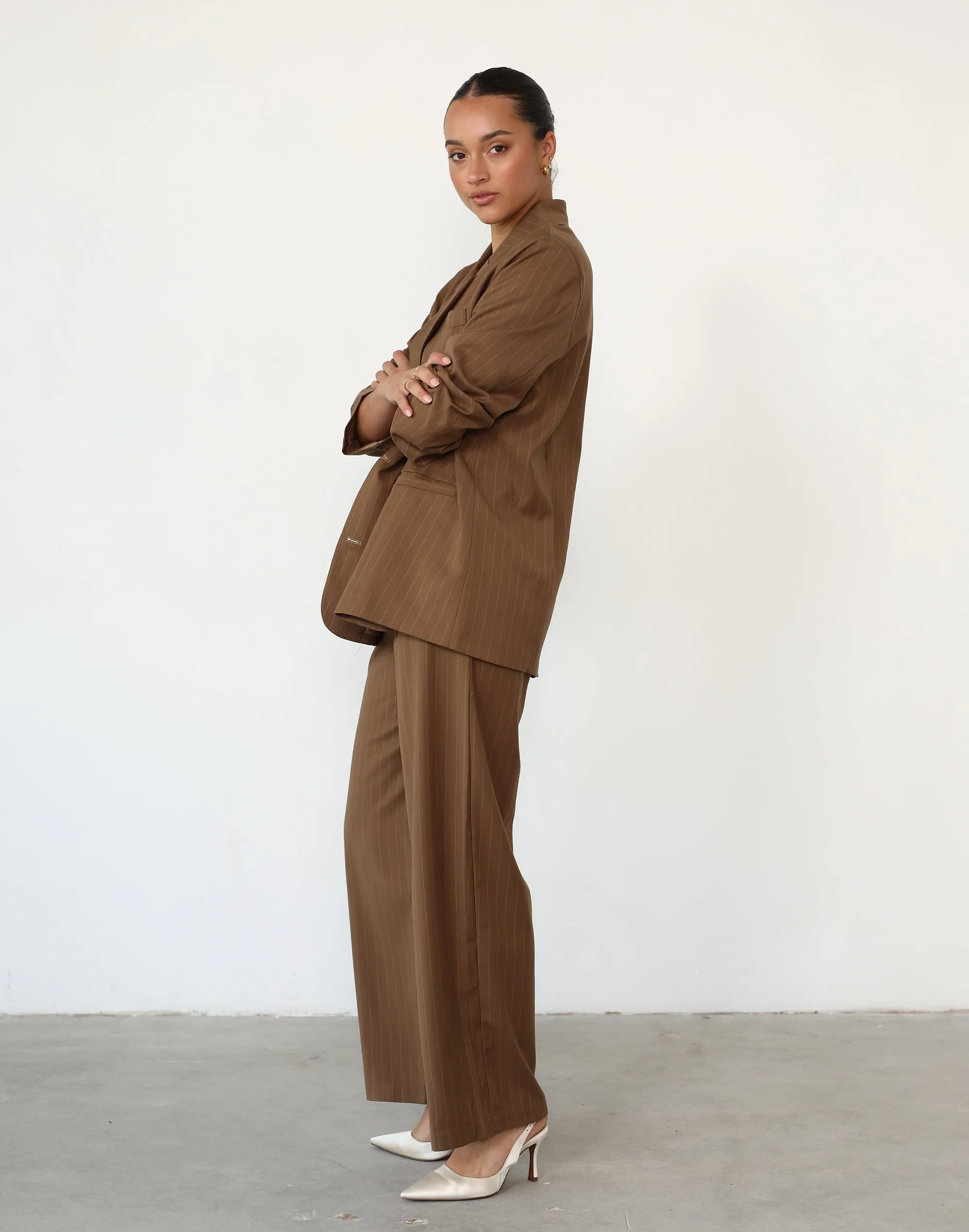 Devyn Blazer (Brown Pinstripe)