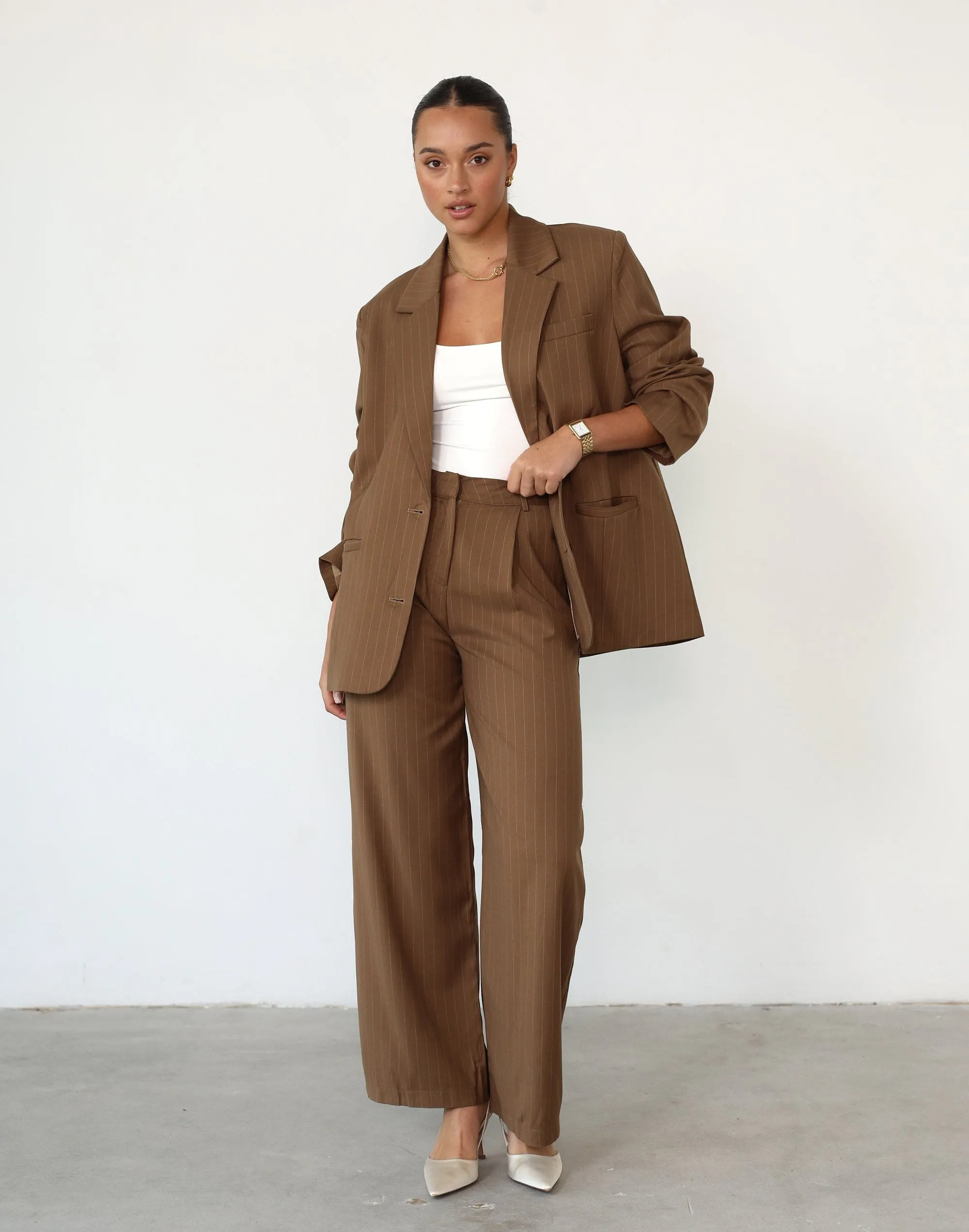 Devyn Blazer (Brown Pinstripe)