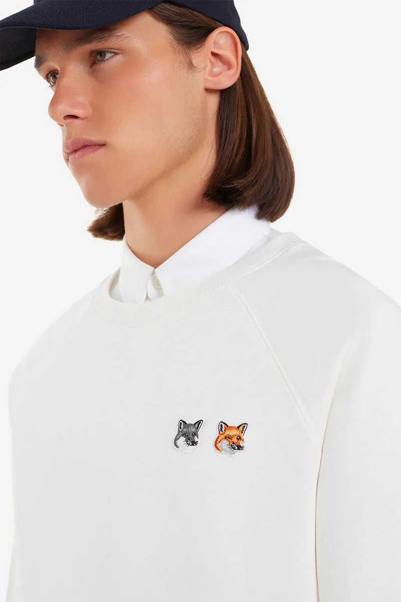 Double Fox Head Patch Classic Sweatshirt Ecru