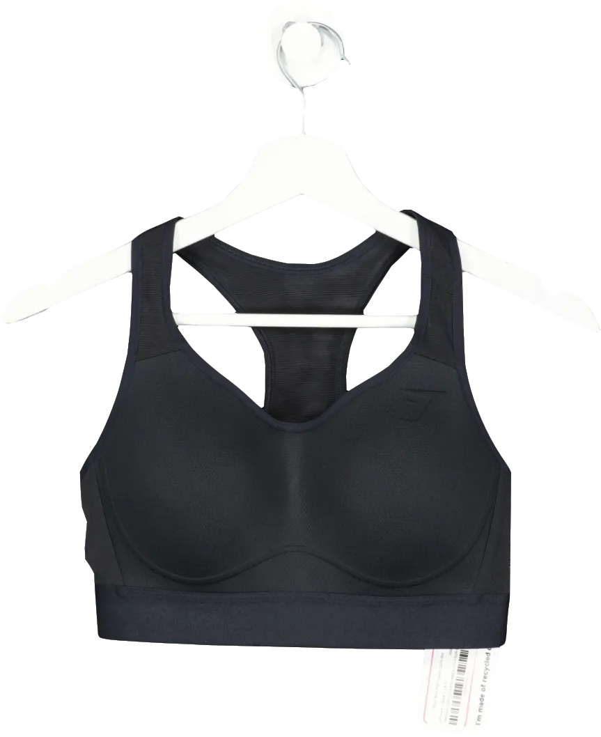 gymshark Black Racer Back High Support Sports Bra UK S