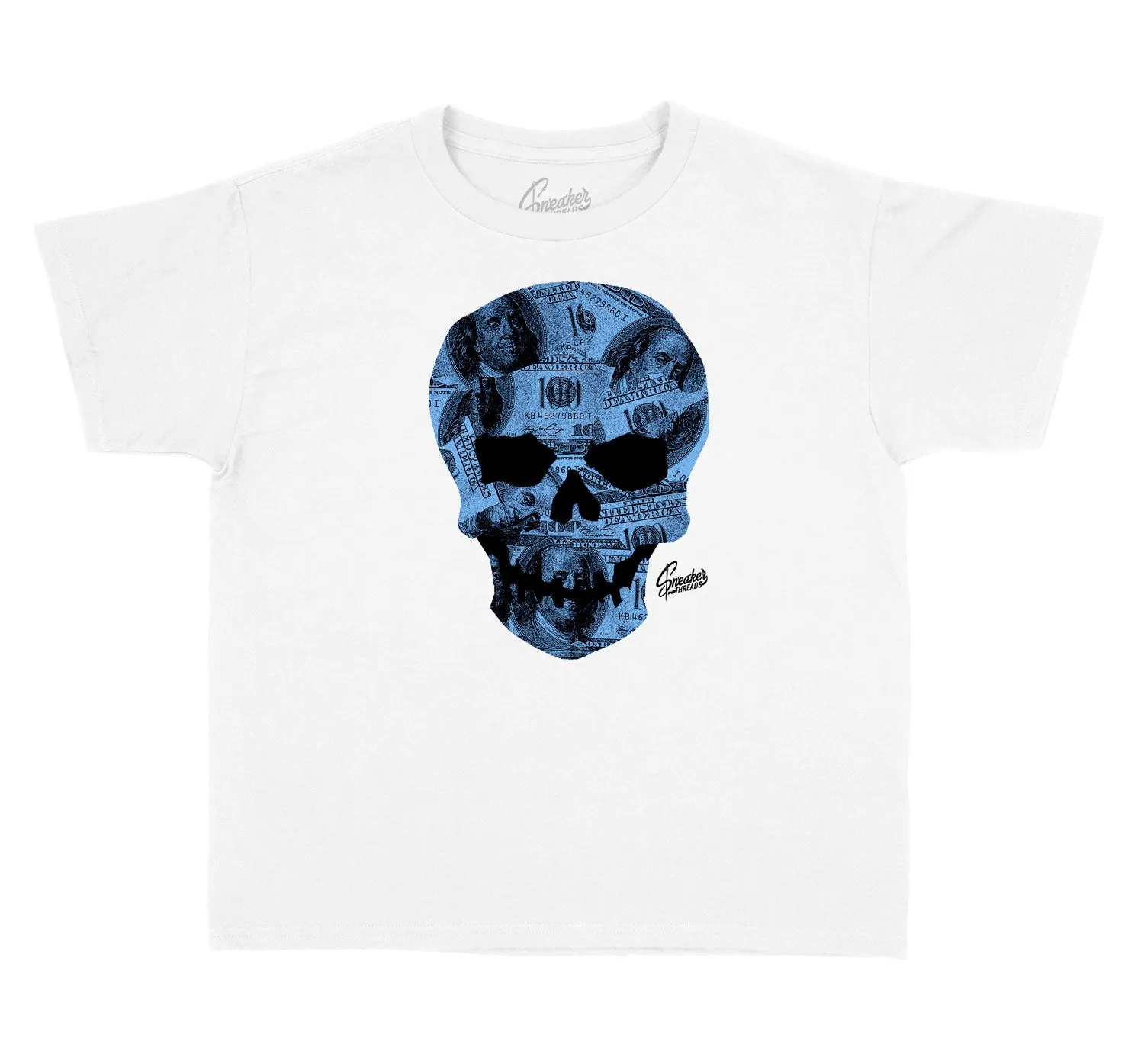 Kids Stealth 5 Shirt - Money Skull - White