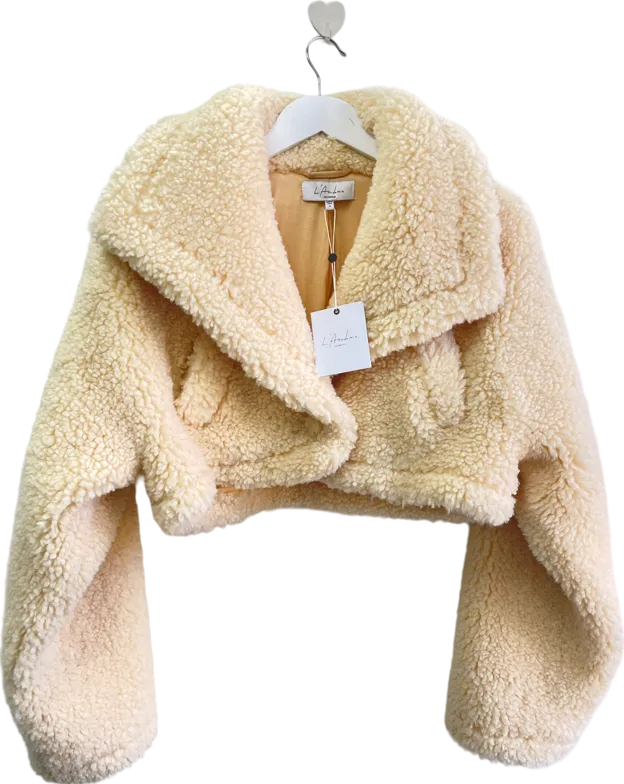 Brand New with Tags: LAcademie Cream Peyton Cropped Sherpa Jacket - UK Size M