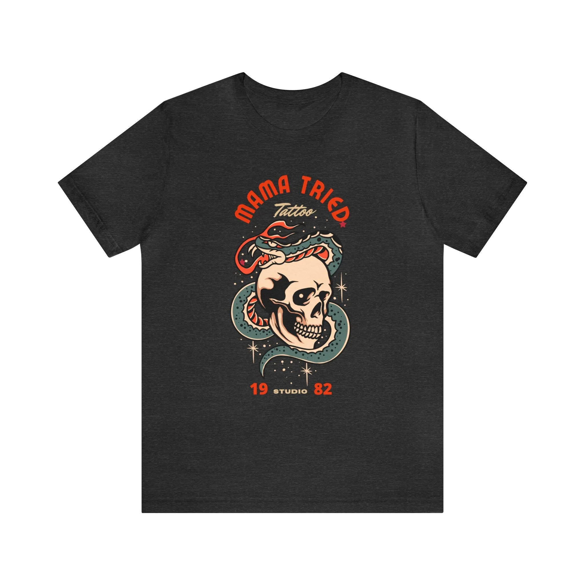 Mama Tried Tattoo studio Snake and Skull Tattoo T-shirt / Vintage Old School Traditional Tattoo Tee Shirt / Punk Rock Clothing Tshirt