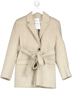 Marcela Beige Wool Short Belted Jacket One Size