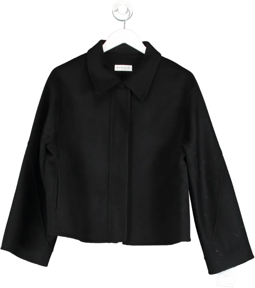 Marcela Black Cari Wool Collared Bomber UK S/M