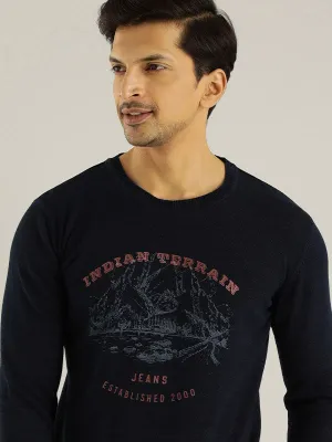 Men Graphic Full Sleeve Crew Neck Sweater