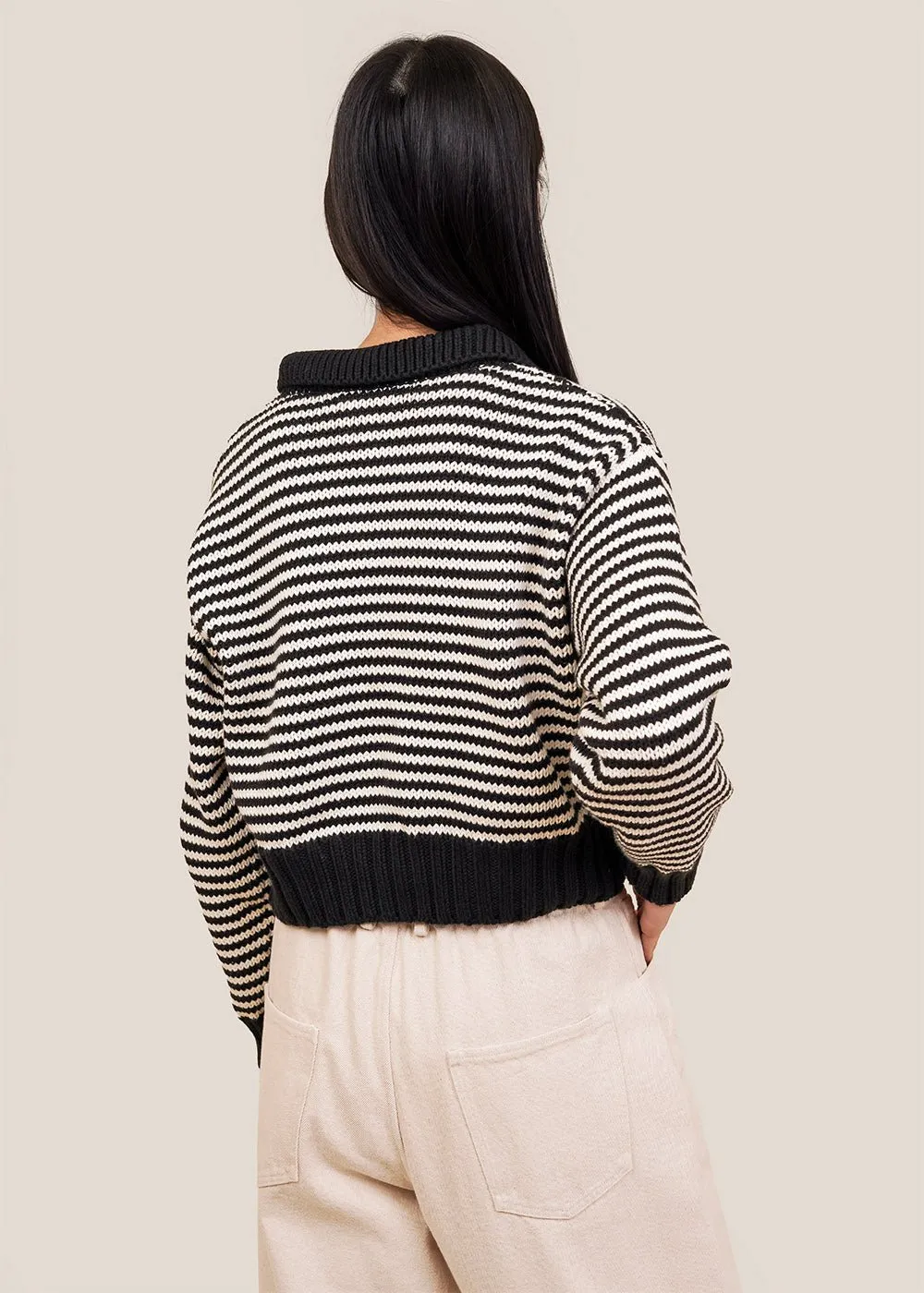 Micro Stripe Venezia Polo Sweater