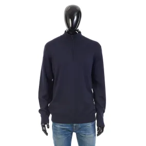 Navy Mezzocollo Balfour Sweater - 1/4 Zip, Knit, Cashmere/Silk/Wool