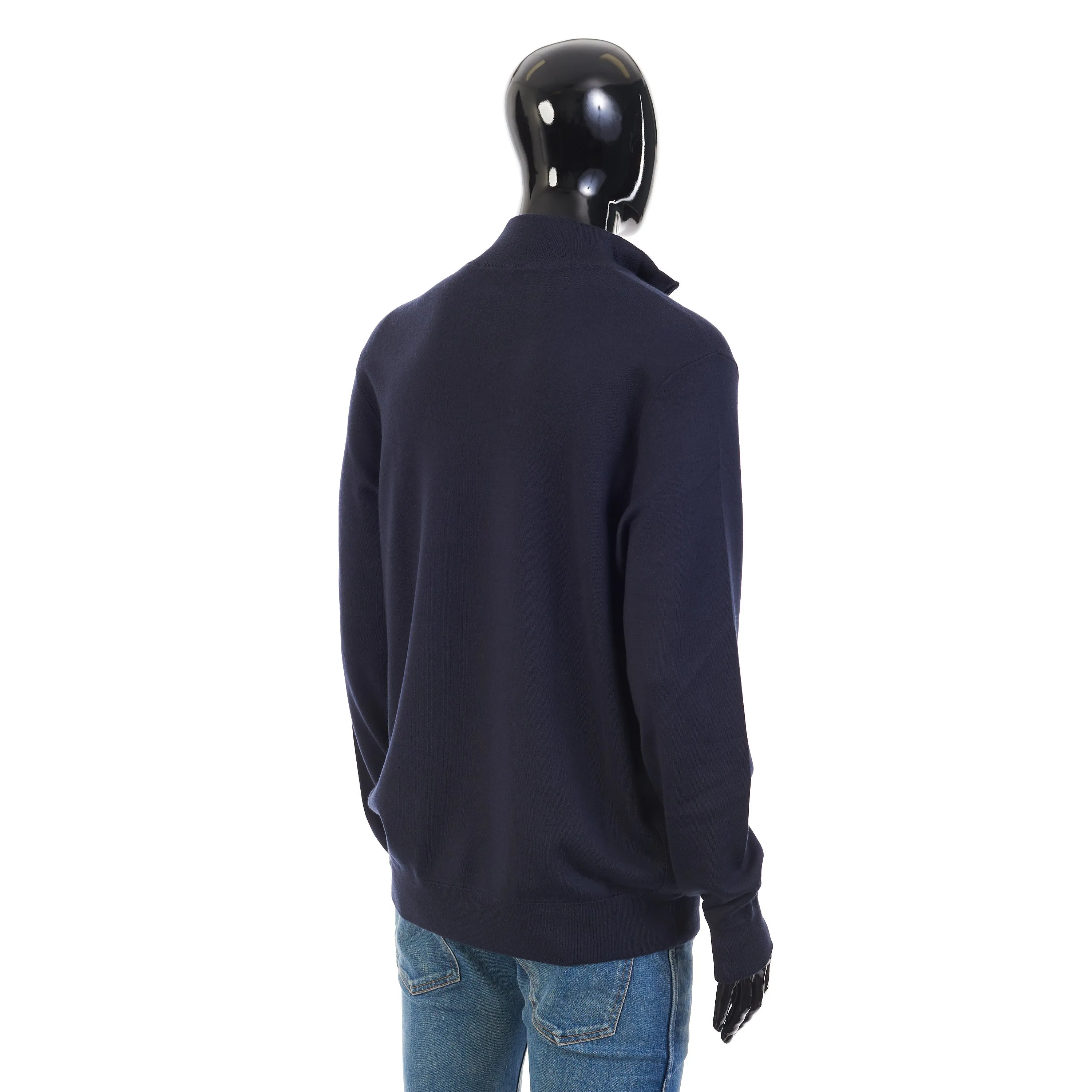 Navy Mezzocollo Balfour Sweater - 1/4 Zip, Knit, Cashmere/Silk/Wool