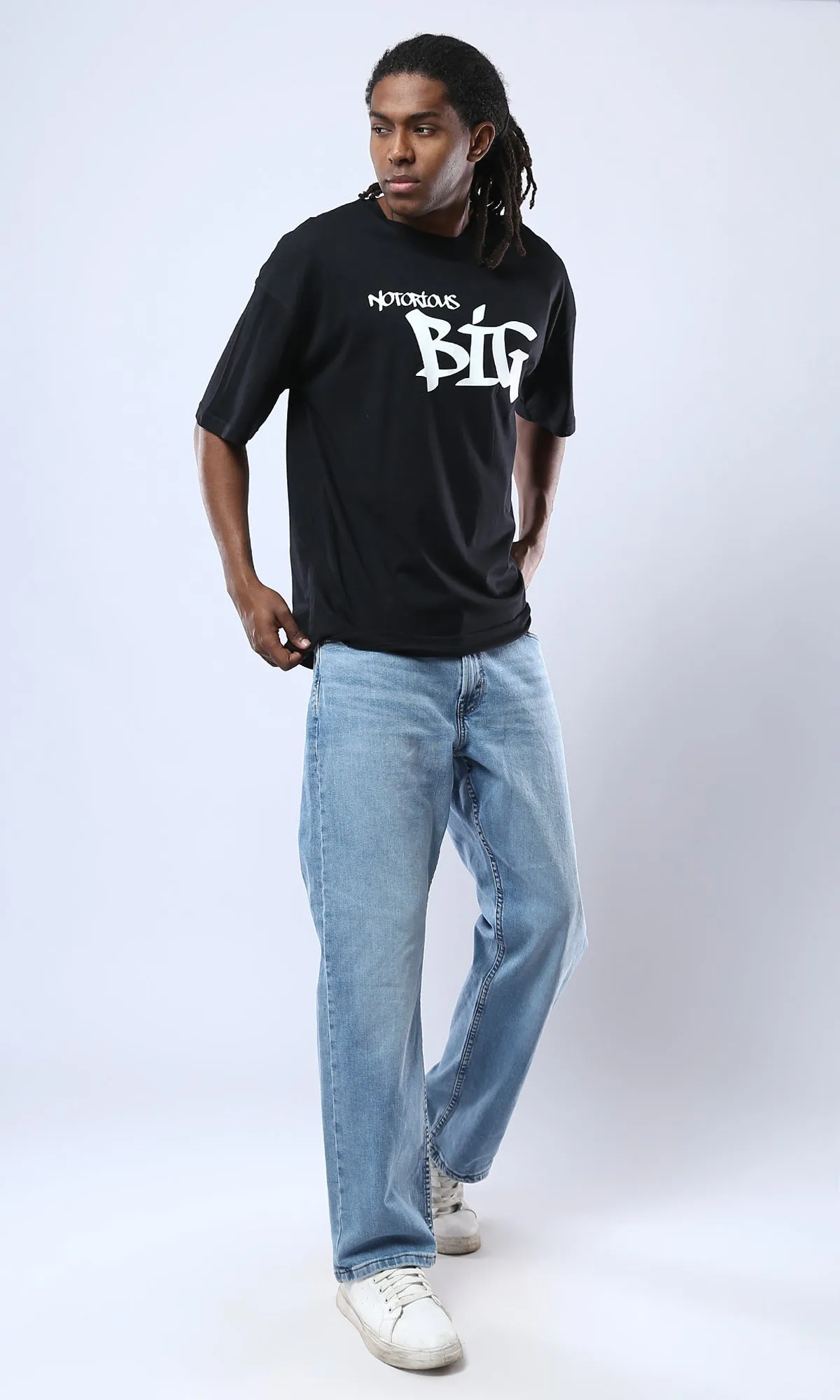 O178391 Notorious Big Elbow-Sleeves Slip On Black Tee