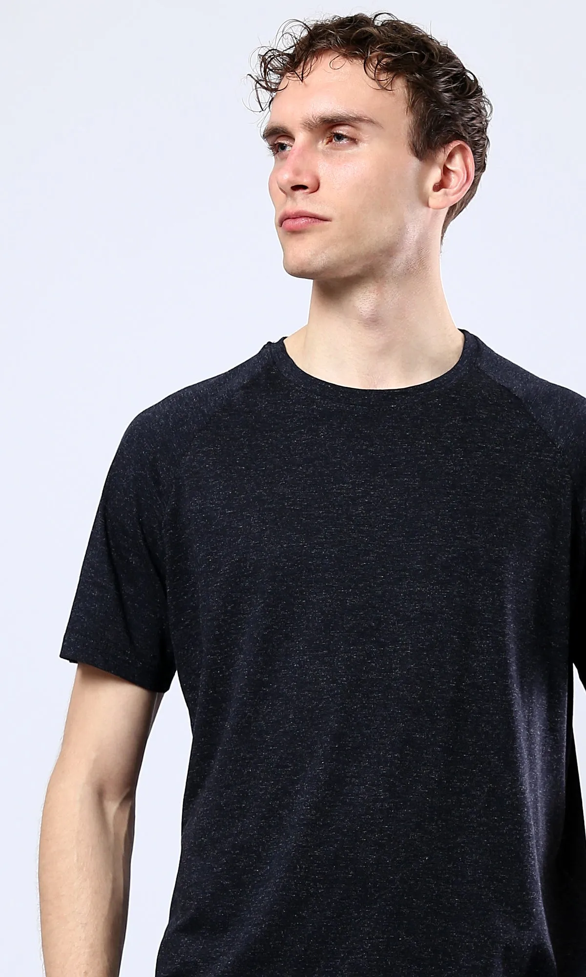 O181702 Heather Black Short Sleeves Comfy Tee