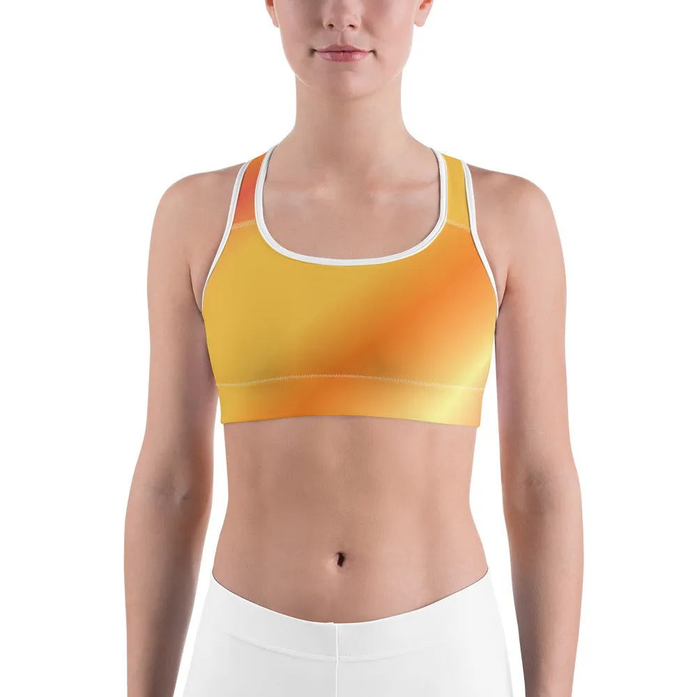 Orange Diagonal Gradient Sports Bra for women, Workout Bra, Athletic Bras XS-2XL