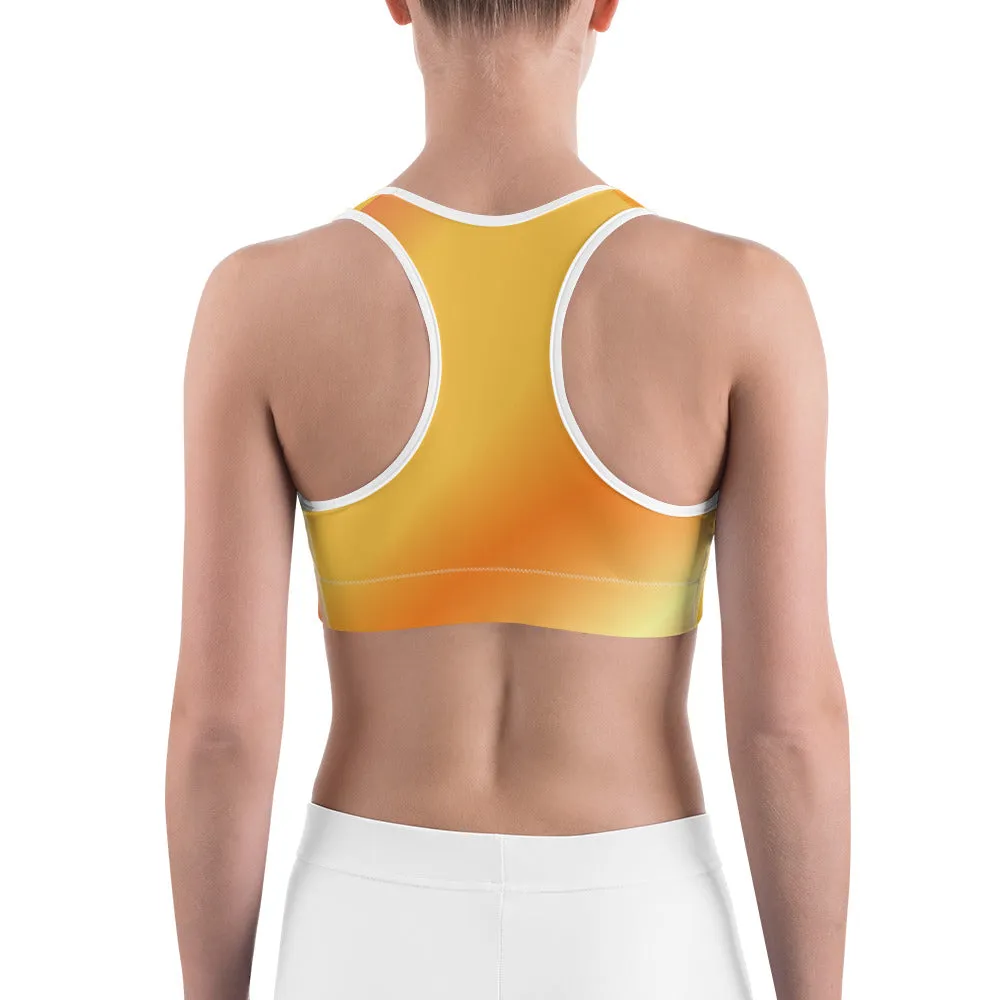 Orange Diagonal Gradient Sports Bra for women, Workout Bra, Athletic Bras XS-2XL