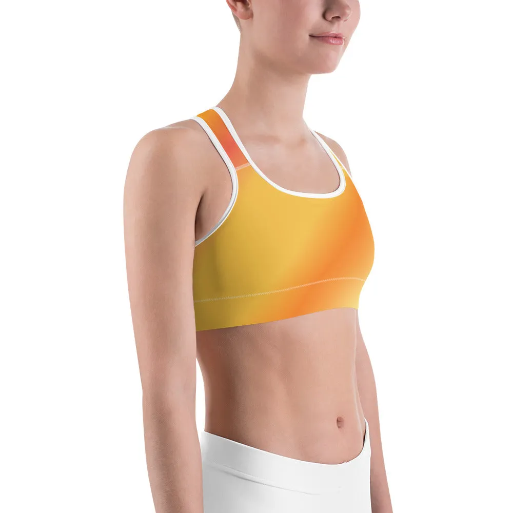 Orange Diagonal Gradient Sports Bra for women, Workout Bra, Athletic Bras XS-2XL