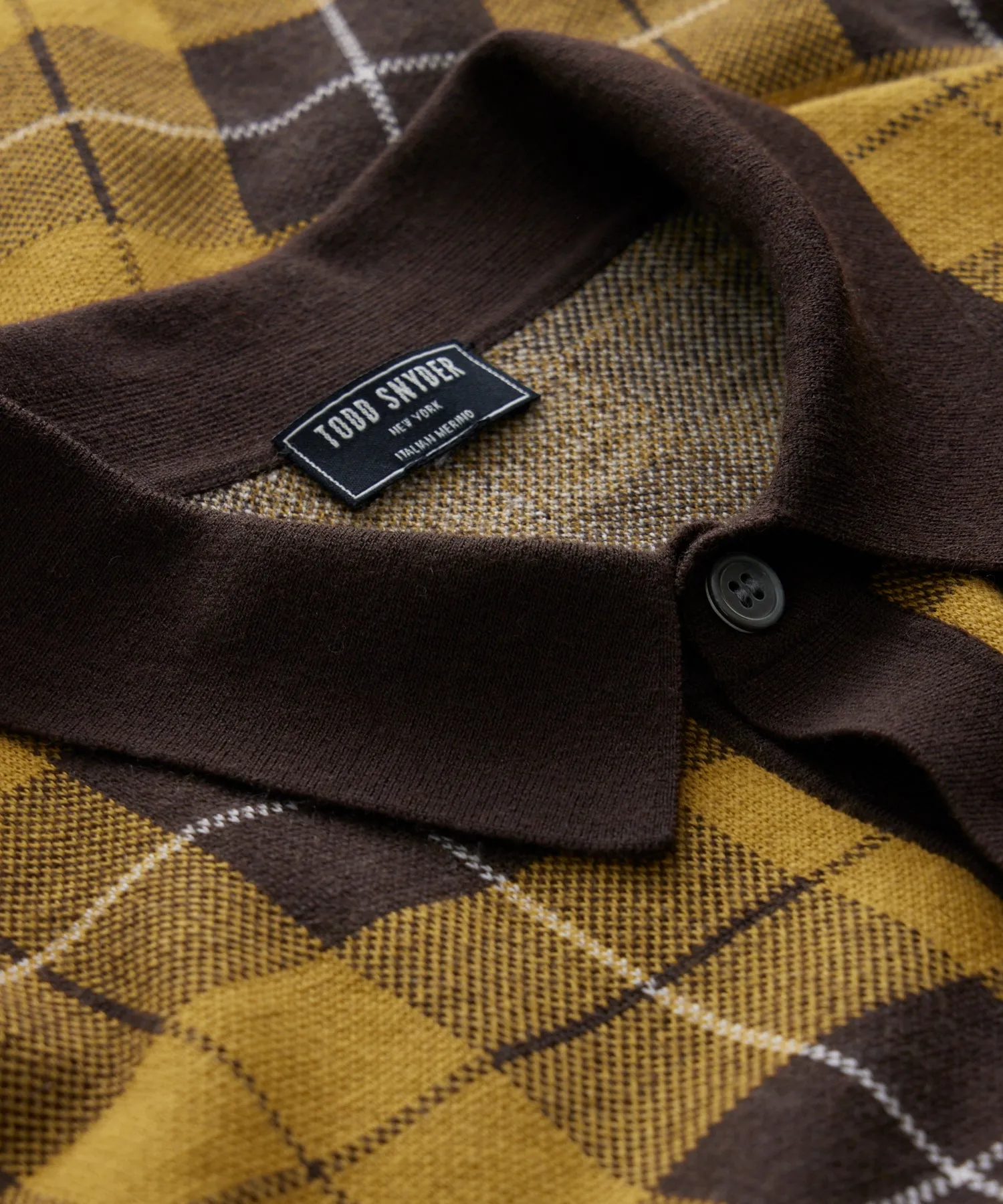 Plaid Merino Polo in Golden Brass