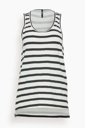 Printed Tank in Thin White Stripe