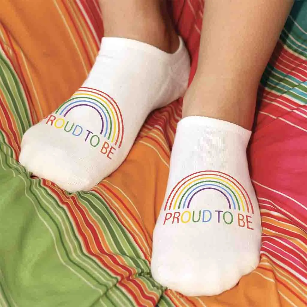 Proud to Be Rainbow Pride No Show Socks