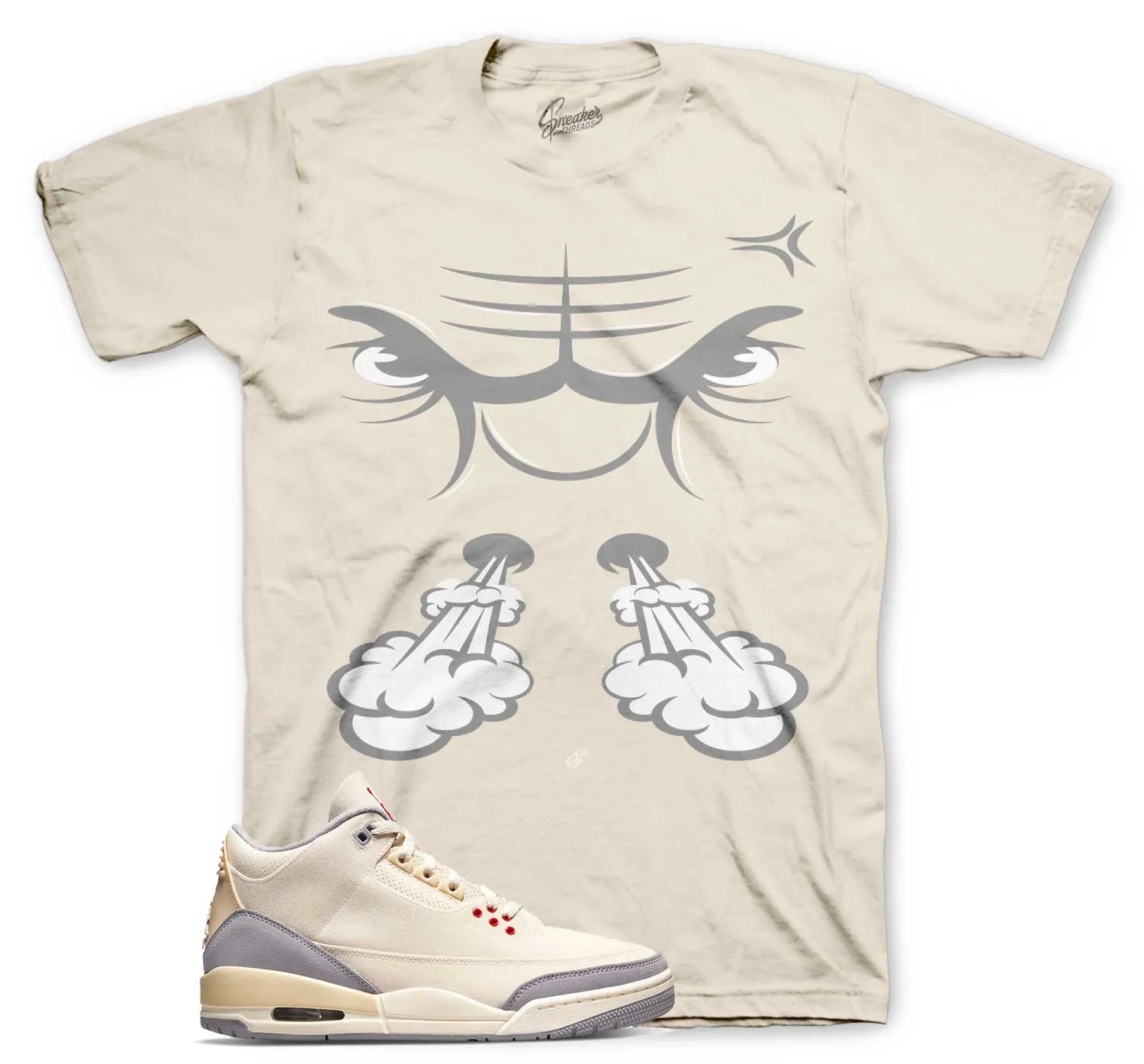 Retro 3 Muslin Shirt - Raging Face - Natural