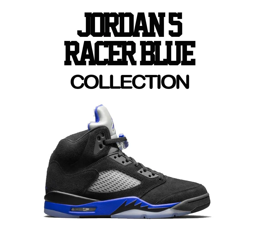 Retro 5 Racer Blue Shirt - Living Life - Black