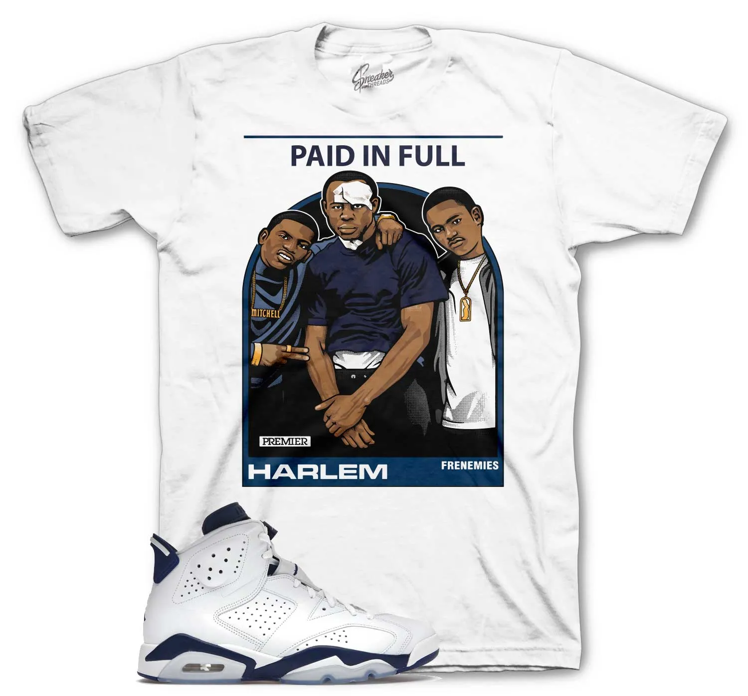 Retro 6 Midnight Navy Shirt - Frenemies - White