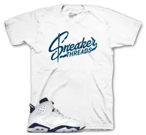 Retro 6 Midnight Navy Shirt - ST Logo - White