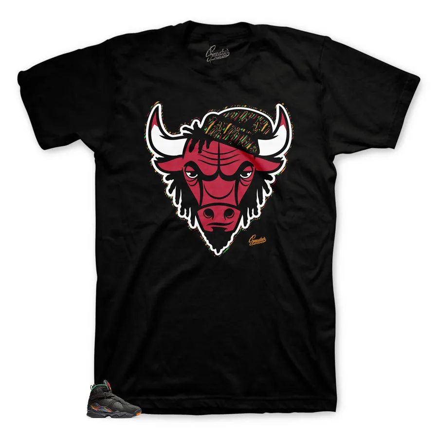 Retro 8 Air Raid Shirt - Rasta Bull - Black