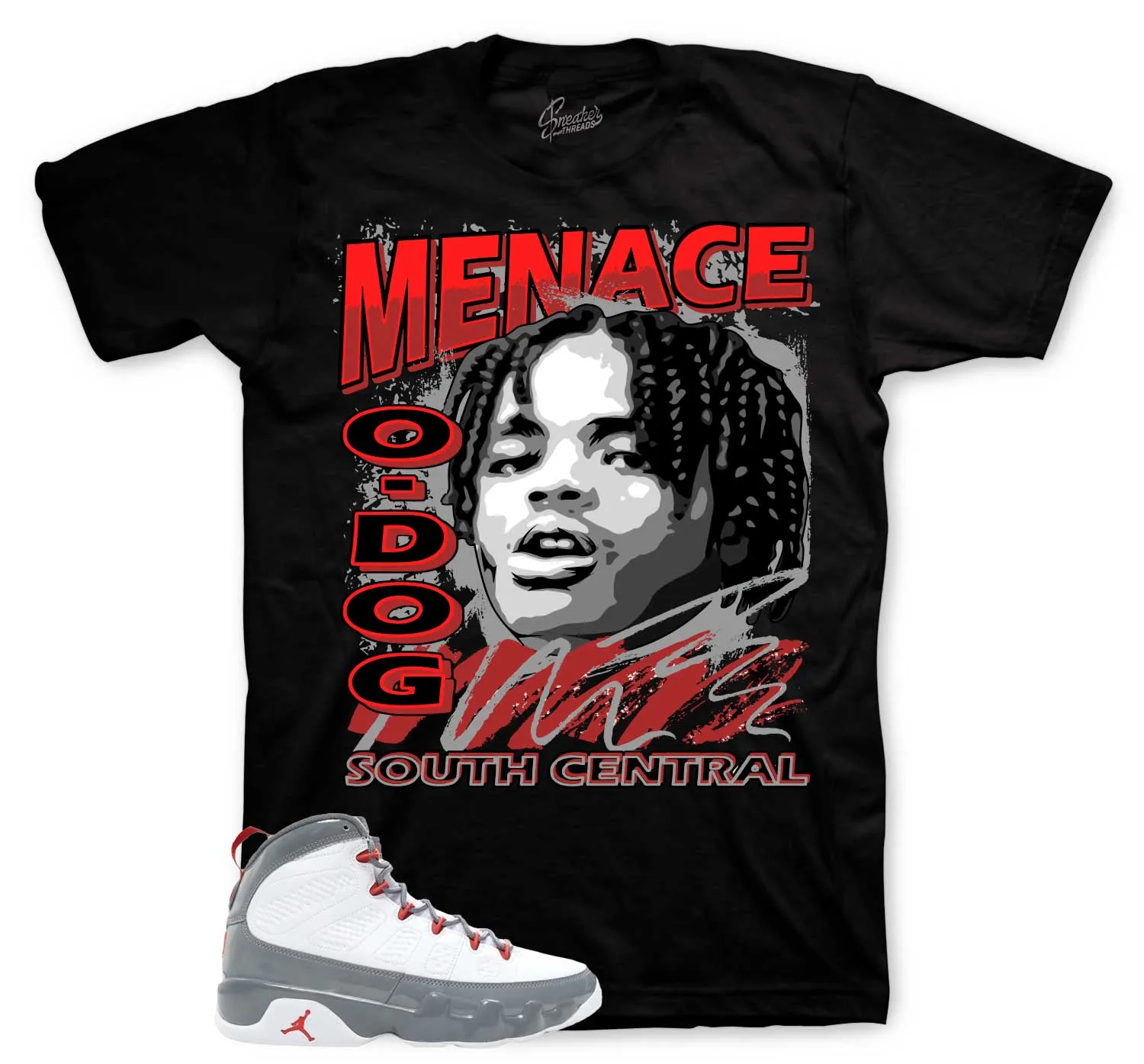 Retro 9 Fire Red Shirt - Nineties - Black