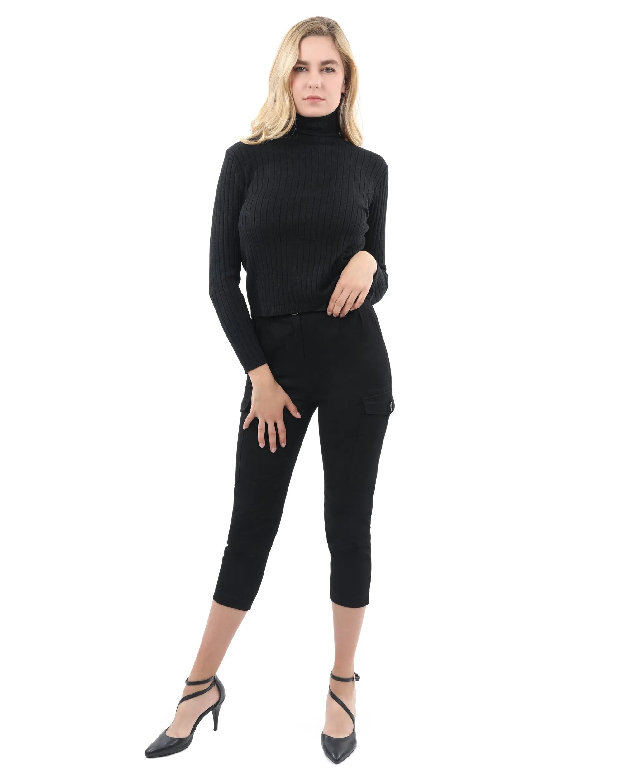 Roxbury Ribbed Turtleneck Sweater Black