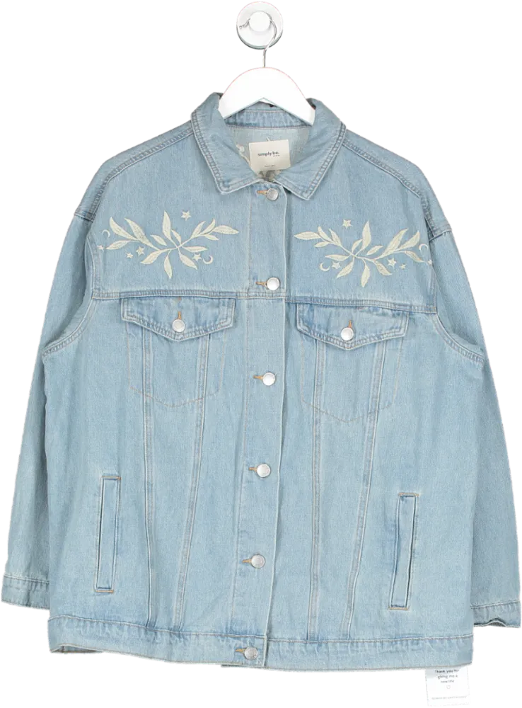 SimplyBe Blue Embroidered Denim Shacket UK 18