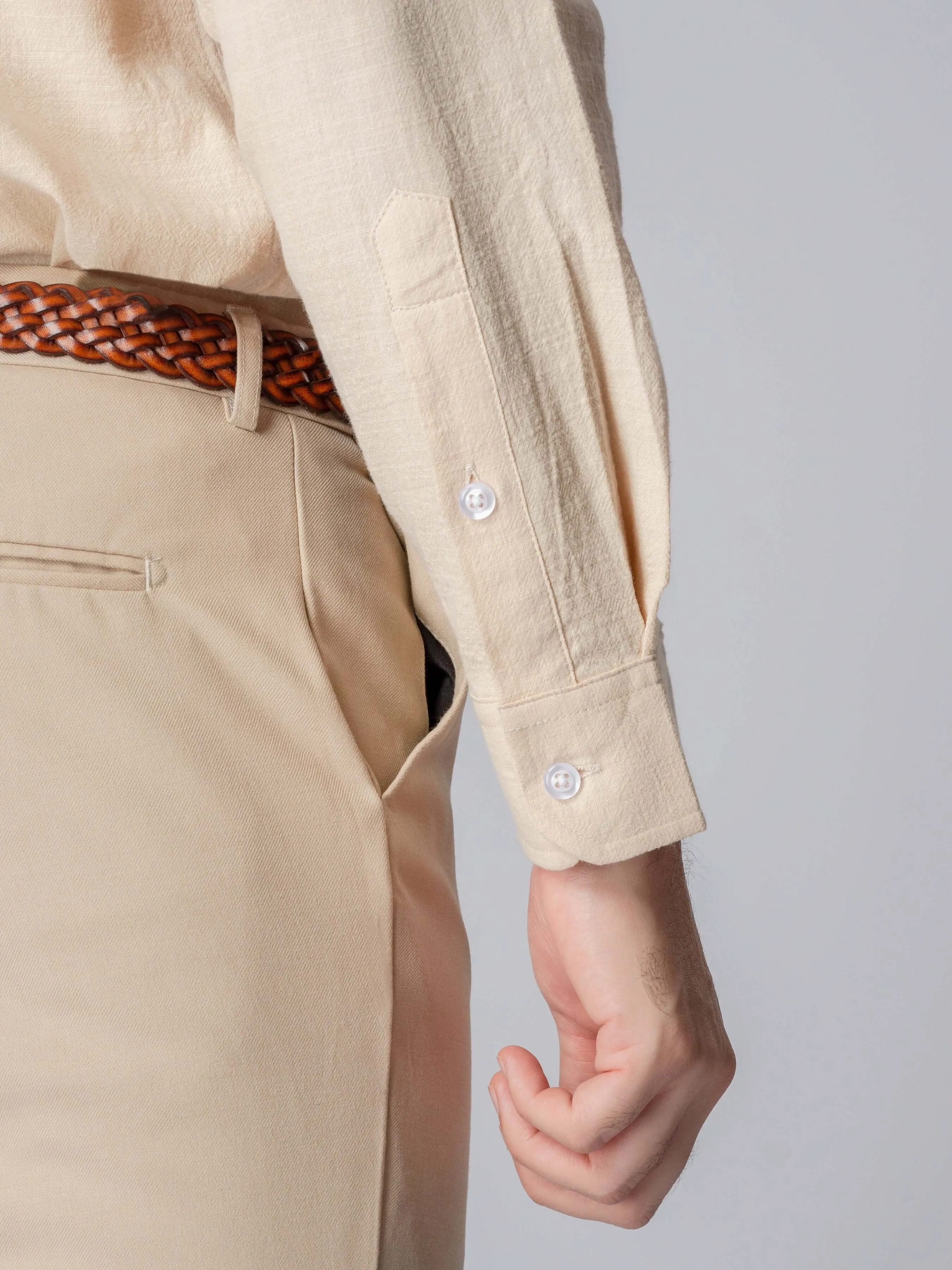 Stand Collar Shirt - Cream