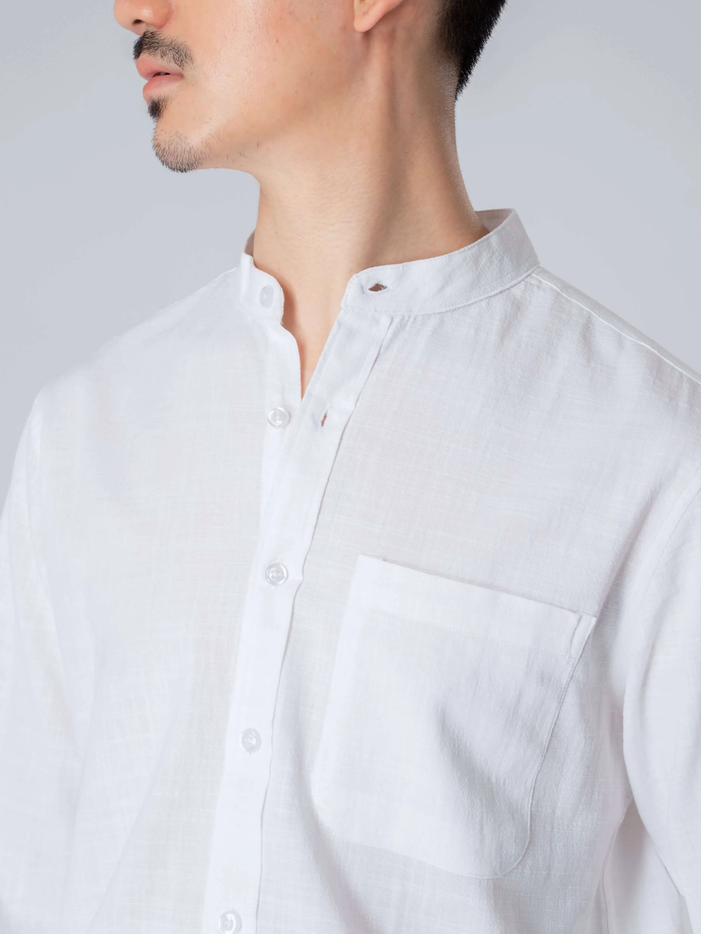 Stand Collar Shirt - White