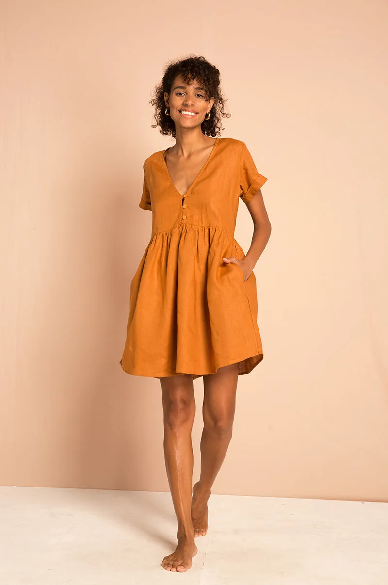 SUNCHASER Dress - ochre linen