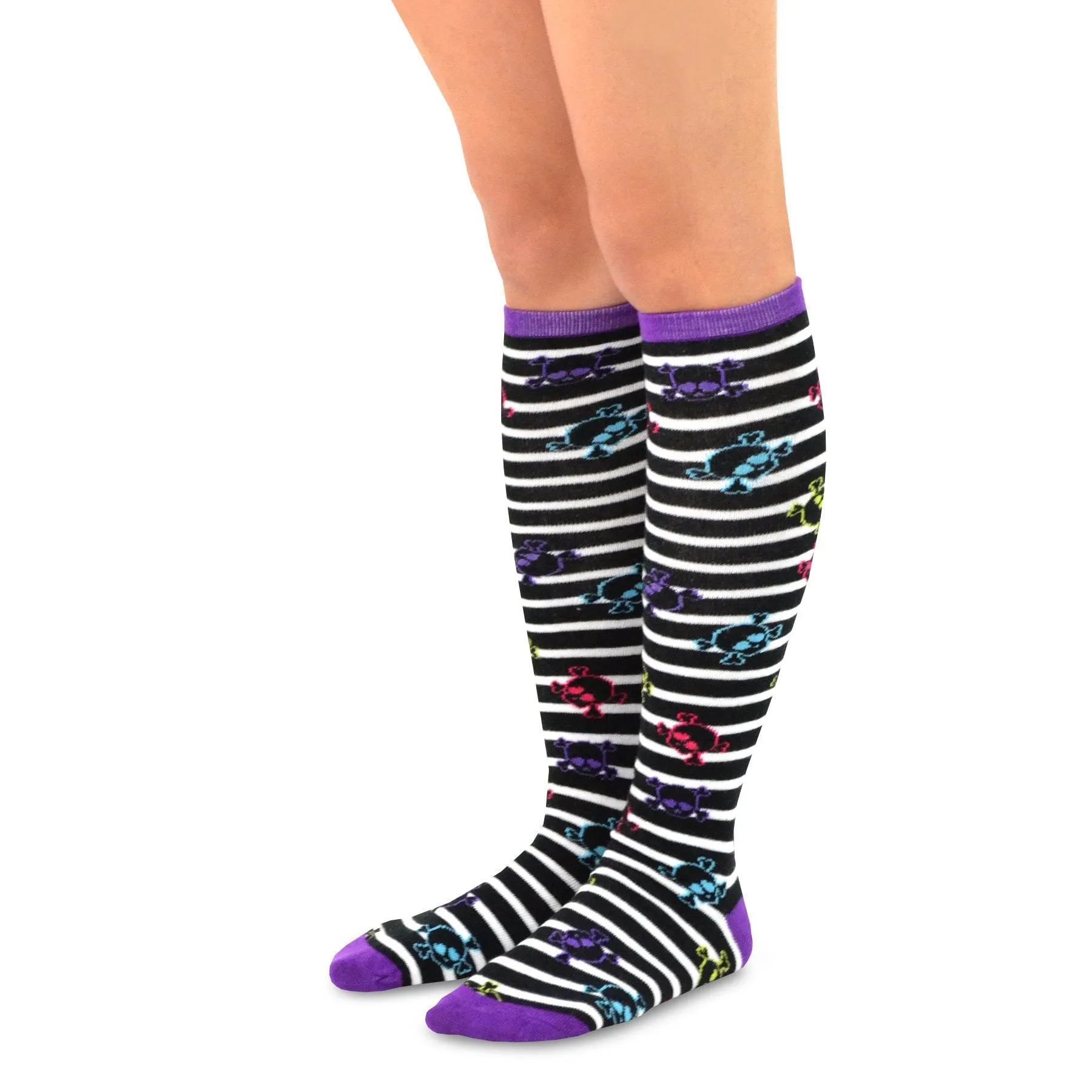 TeeHee Socks Women's Novelty Cotton Knee High Skull 3-Pack (10801)