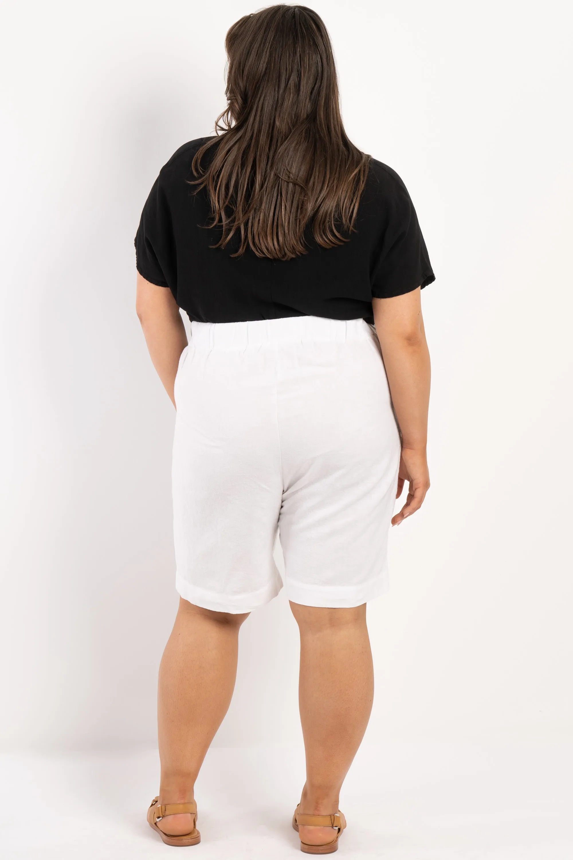 Tomorrow Never Comes Longline Linen Short - White